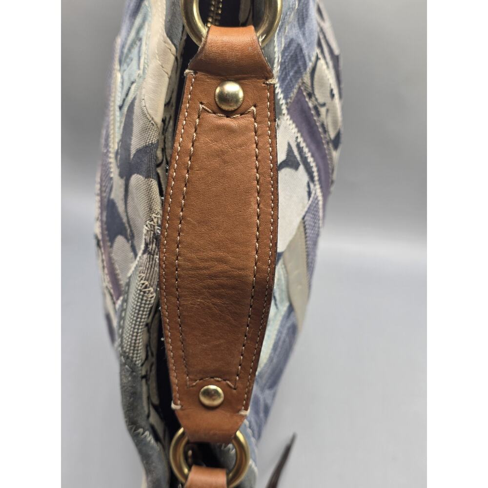 COACH Carly Denim Patchwork Hobo Bag Blue Monogram Leather Vintage Y2K 12215 - Picture 2 of 11